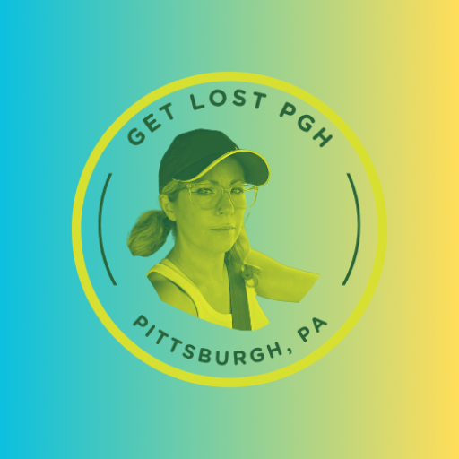 Circular logo for Get Lost PGH featuring Meghan Snatchko, writer and urban explorer in Pittsburgh, Pennsylvania.
